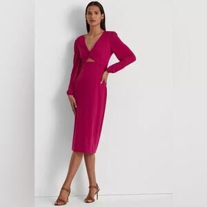 NWT Lauren Ralph Lauren Twist Front Jersey Cutout Dress Size 14 Plus Size Sexy